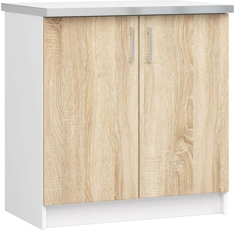 Küchenschrank Akord lima modular S80 Unterschrank mit Arbeitsplatte Weiß 80 cm 2 Türen 2 Ebenen Front Sonoma-Eiche B80 x...