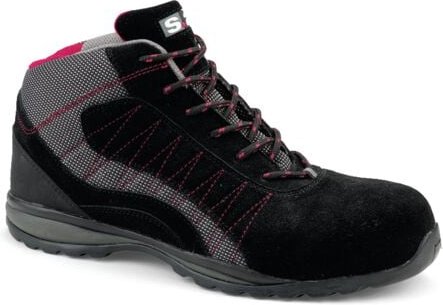 S 24 Bossi Industrie - Hochwertiger Schuh levant S1P Veloursspaltleder schwarz/grauer Stoff - Größe 41 - 5222-41