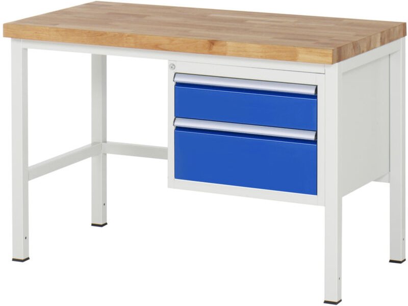 Rau Werkbank höhenverstellbar 8123A1, B1250xT700xH840-1040mm, 2x Schublade-TA