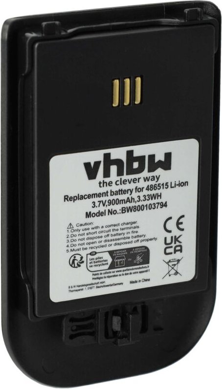 Vhbw - 1x Akku kompatibel mit Mitel DT692, DT690 schnurlos Festnetz Telefon (900 mAh, 3,7 v, Li-Ion) Schwarz