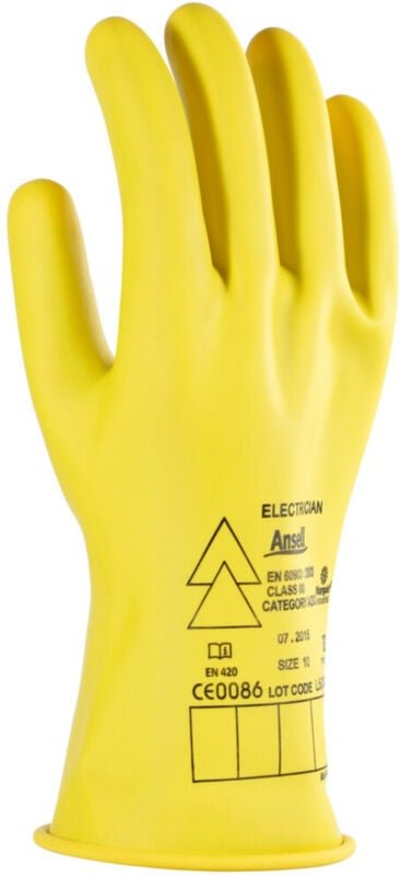 Ansell - Elektriker Handschuh-Paar E013Y, 500 v ac, Handschuhgröße: 10