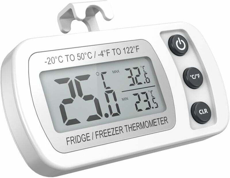 Ulisem - Kühlschrankthermometer, LCD-Display, digital, wasserdicht, Gefrierschrankthermometer mit magnetischem Haken, we...