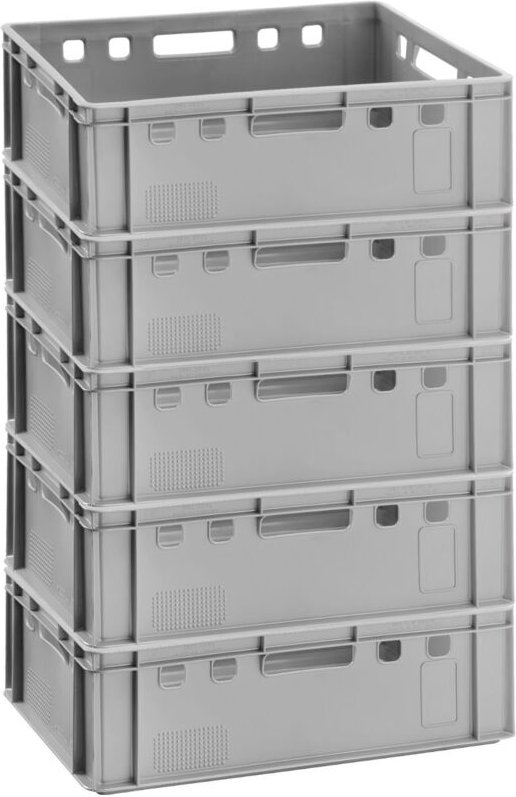 5x Fleischkiste Metzgerkiste E2 60x40x12,5 cm lebensmittelecht - Made in Germany, Stapelkisten Lagerkiste Fleischerkiste...
