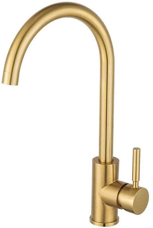 Goldfarbener Küchenhahn aus Edelstahl mit hohem Auslauf, Küchenmischbatterie, von DEBUNS