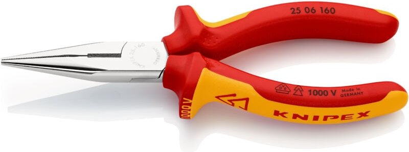 25 06 160 t Elektronik- u. Feinmechanik Flachrundzange Chrom-Vanadium Stahl 160 mm - Knipex