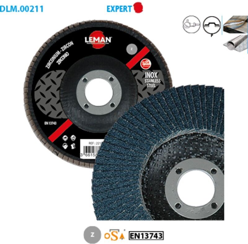 Thumbnail - Schachtel mit 10 Zirkon-Lamellen für Metall, Profi ø 115 Körnung 80 Bohrung 22,23 mm flach