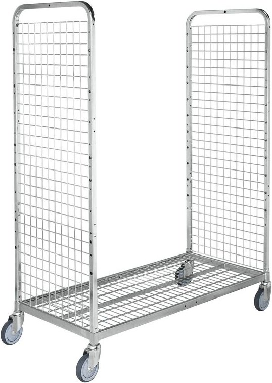 Kongamek Kommissionierwagen verzinkt 1300x625x1710mm 2 Gitterwände mit Gummibereifung und Bremse