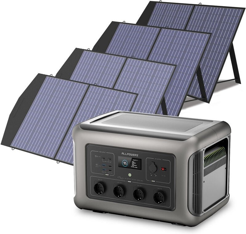 Allpowers - Home Battery Power Station LiFePO4 3168 Wh, Voice Control With 3Pcs 100W Solar Panel For Home Backup Outdoor...