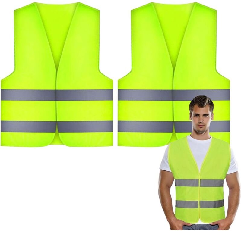 2 pcs Sicherheitsweste, Gelbe Reflektorweste, Gut sichtbare fluoreszierende Reflektorweste für Männer und Frauen, Univer...