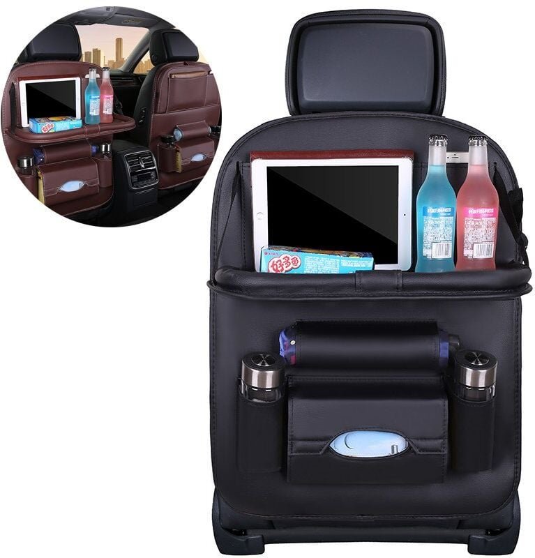 Autositz Organizer mit Ablage, Minitisch fürs Auto, schwarz