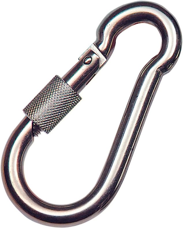 Feuerwehr-Karabinerhaken aus Edelstahl mit Sicherung 80x8 zum Hausgebrauch