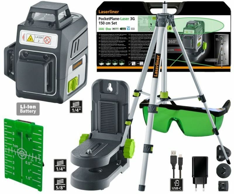 Laserliner - Kreuzlinienlaser PocketPlane-Laser 3G Set + Kompaktstativ + Zubehör