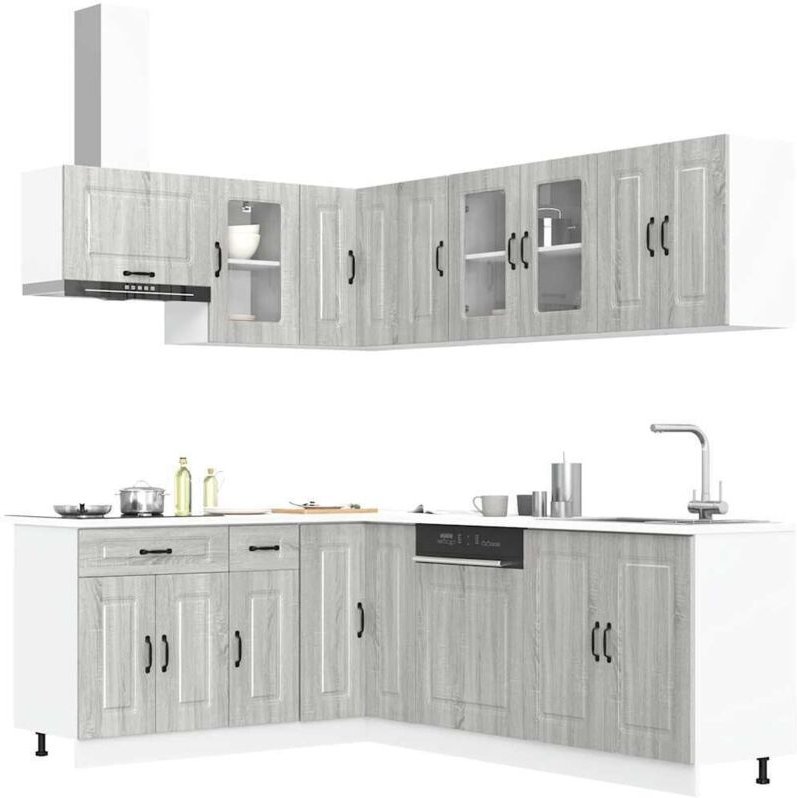 Vidaxl - 11-tlg. Küchenschrank-Set Kalmar Grau Sonoma Holzwerkstoff