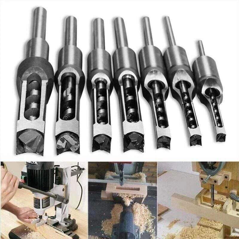 Thumbnail - LARGEIGHT HSS-Spiralbohrer, Holzbearbeitung, quadratische Bohrwerkzeuge, quadratische Stemm-Lochsäge, verlängert, 6,0 mm...