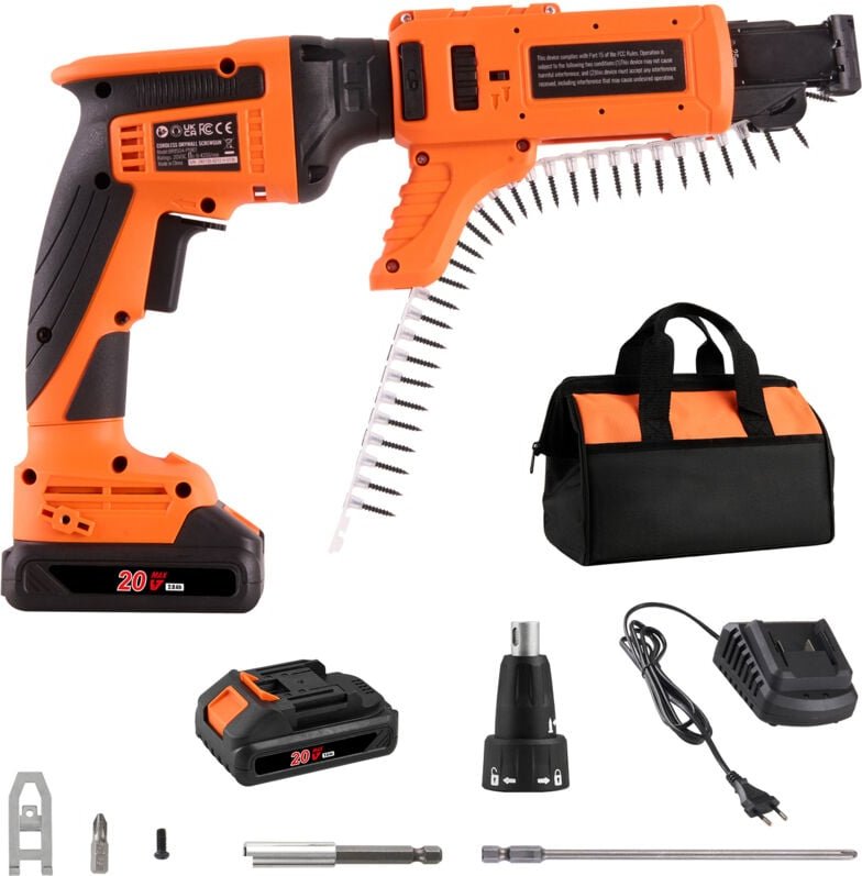 Trockenbauschrauber mit automatischer Zuführung, 20 v max. kabellos, 4200 U/min, 2 Akkupacks - Mophorn