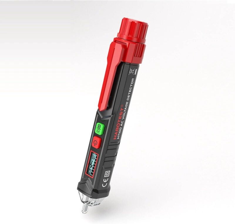 Berührungsloser Spannungsprüfer, Spannungsprüfer mit doppelter Empfindlichkeit 12 V/48 V–1000 v, LCD-Display, Phasen-/Ne...