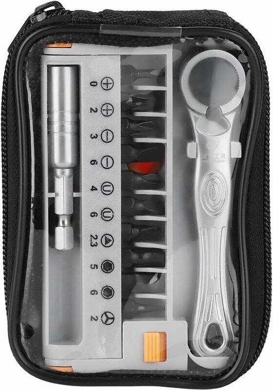 12-in-1 tragbarer Schraubendreher-Schlüsselsatz, Schnellratschen-Steckschlüssel und Bits, 1/4 Zoll Mini-Handreparaturwer...