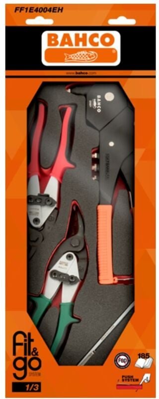 Bahco Fit&Go 1/3 Schaumstoffeinlage, Nietpistole und Metallblechscheren - 4-tlg.