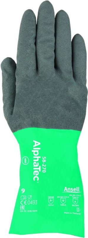 Handschuh AlphaTec 58-270, Gr. 8, schwarz/grün 12 Stk - Ansell
