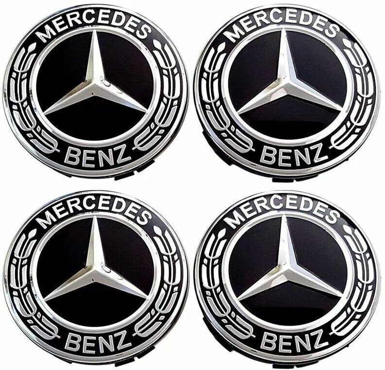 4 Stück Radkappen kompatibel mit Mercedes Benz 75 mm ABS-Radabdeckung, Autozubehör - Gabrielle