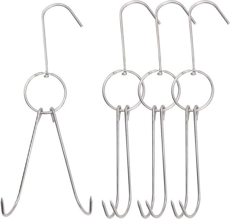 Ahlsen Stück Fleischhaken, Metzgerhaken, Edelstahl-Metzgerhaken, doppelt drehbare Haken, für Grill, Fleisch, Fisch, Wurs...