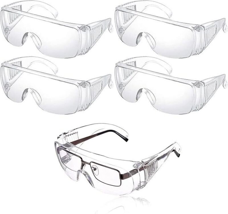 5 Stück Schutzbrillen, Anti-Tröpfchen-Augenschutz, staubdichte Schutzbrille, transparente Anti-Beschlag-Schutzbrille für...
