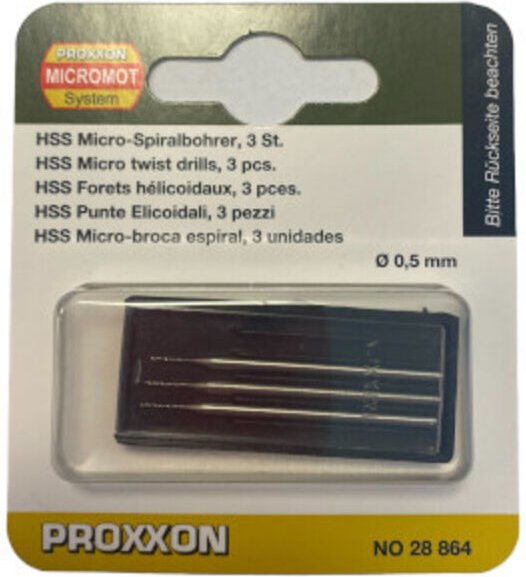 Thumbnail - Proxxon - MICRO-Spiralbohrer (HSS-Stahl), 0,5 mm, 3 Stück - 28864