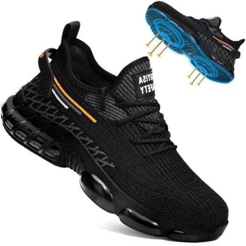 Thumbnail - Herren-Arbeitsschuhe mit Stahlkappe, rutschfeste Bauschuhe mit Luftpolster, Industrieschuhe, leichte Stahlkappe für Herr...
