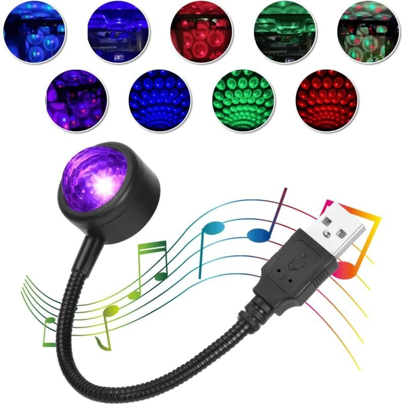 Aougo - Auto-Innenraum-Atmosphärenlicht, Auto-LED-USB-Dach-Atmosphärenlicht, intelligente Sprachsteuerung mit 4 Farben,