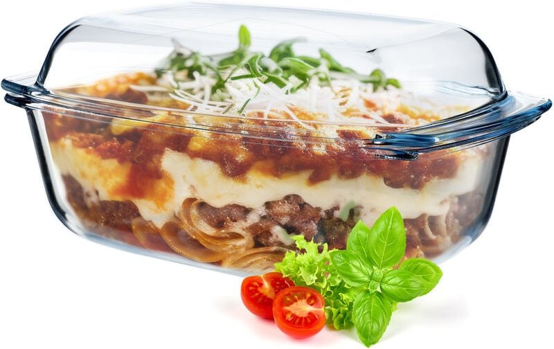 Glasbräter, Auflaufform mit Deckel aus hitzebeständigem Glas 5.8L - Kadax