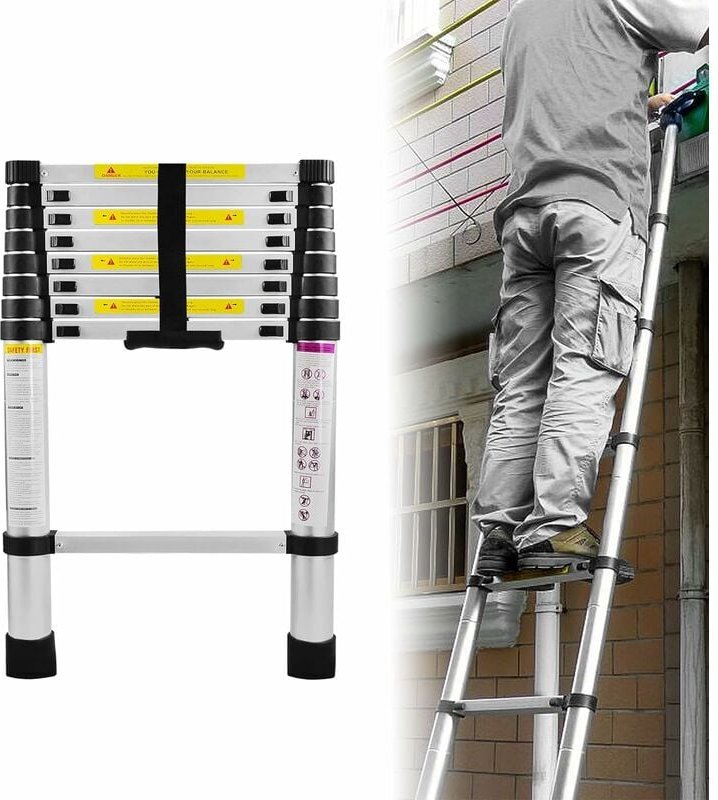 Alu Teleskopleiter Mehrzweckleiter Ausziehleiter Ausziehbare Leiter Multifunktionsleiter Stehleiter Anlegeleiter, 150 kg...