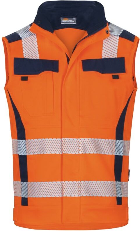 Vizwell - Warn-Weste VWT189 Flex-HiVis 3XL leuchtorange/marine