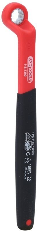 Isolierter Ringschlüssel, gekröpft, 9 mm