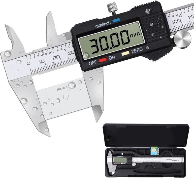 Digitaler Messschieber, klassischer digitaler Messschieber aus Edelstahl, professioneller Messschieber mit großem LCD-Di...