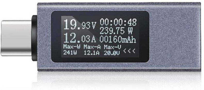 Ulisem USB C Leistungstester, Typ-C Spannungs- und Stromtester, Powerbank-Kapazität, Arbeitszeit, Amperemeter, Voltmeter...
