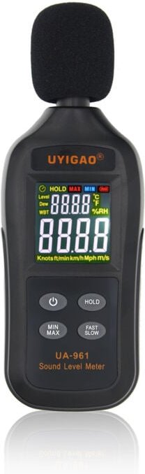 UA961 Schwarz Tragbarer digitaler Geräuschtester, Schallpegelmesser