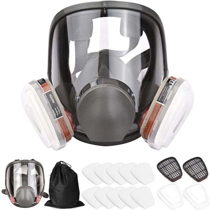 Thumbnail - 16 in 1 6800 wiederverwendbare Gasmaske, beinhaltet 1 Vollgesichtsmaske + 2 x Kartuschen + 2 x Filterkappen + 10 Filterp...