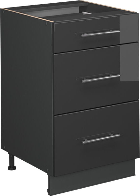 Küchenunterschrank Fame-Line, Anthrazit Hochglanz, 50 cm ohne Arbeitsplatte, Vicco
