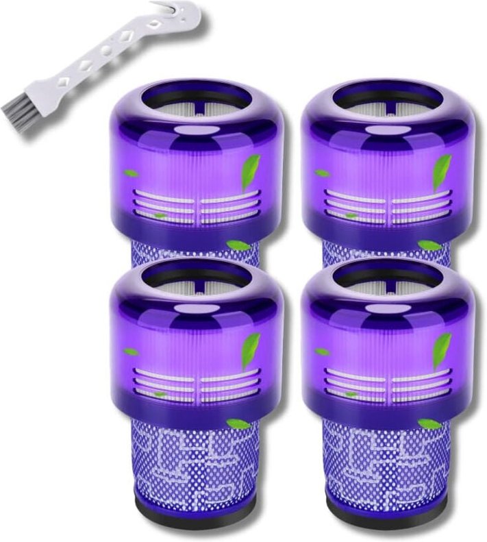 Ersatzteil - Satz mit 4 Hepa-Filtern kompatibel mit V11 V12 V15 mit Reinigungsbürste - Dyson