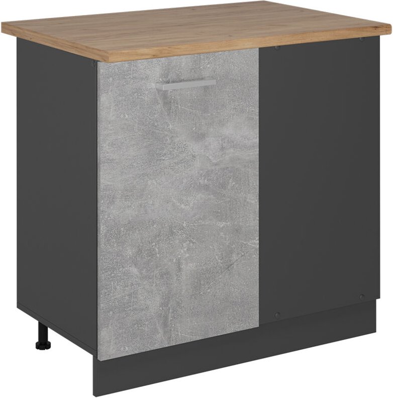 Vicco - Eckunterschrank R-Line, Beton, 86 cm , ap Eiche