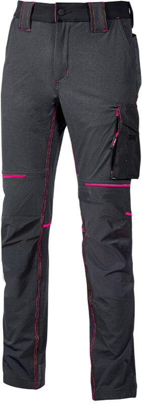 Arbeitshose aus Stoff Damen WORLD - Grau/Fuchsia XL - FR (46) - EU (52)