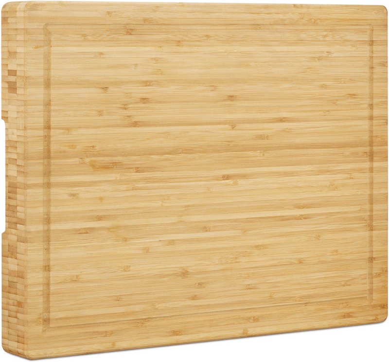 Relaxdays - Tranchierbrett Bambus, massives Schneidebrett, Griffmulden, Saftrille, messerschonend, hbt: 5,5x45x35cm, nat...