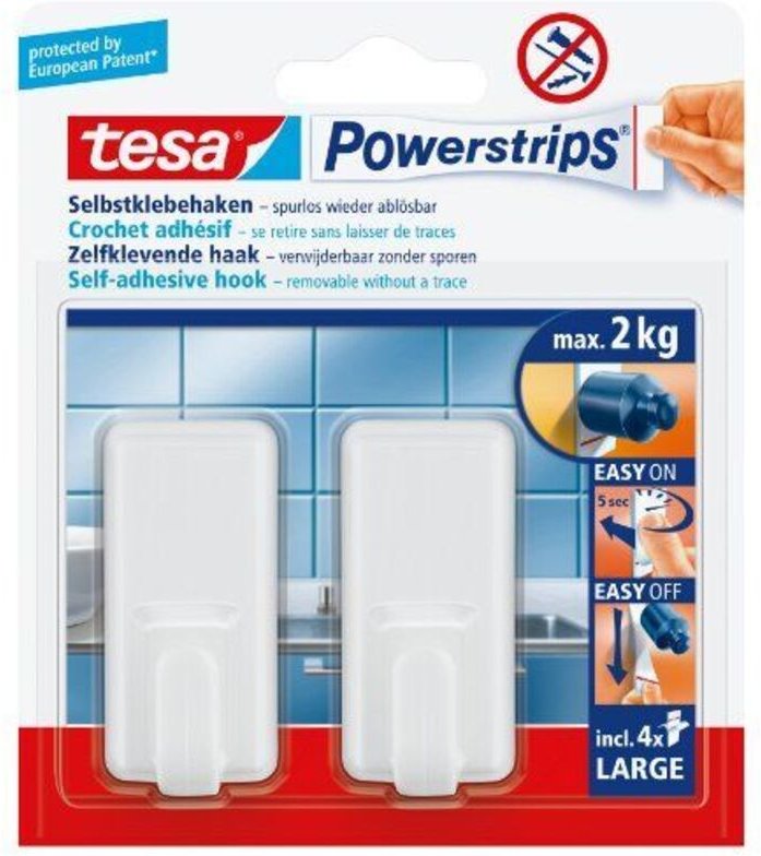 Tesa Assa Abloy - Haken Powerstrips® Large Classic Küche Bad 2kg weiß 2 St./Pack.