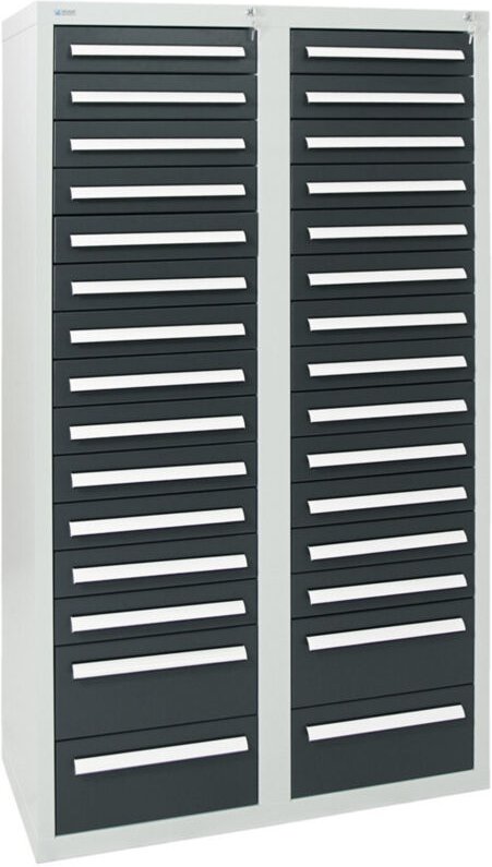 Stumpf Schubladenschrank Serie T-100/35-1, RAL 7035/7016, 30 Schubladen