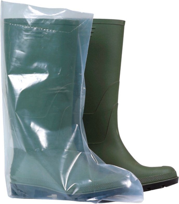 Set aus 10 - 50er Pack - Einweg-Polyethylen-Gummistiefel - Transparent Einheitsgröße
