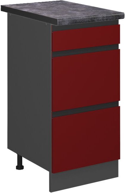 Vicco - Schubladenunterschrank R-Line, Rot, 40 cm mit Schubladen, ap Anthrazit