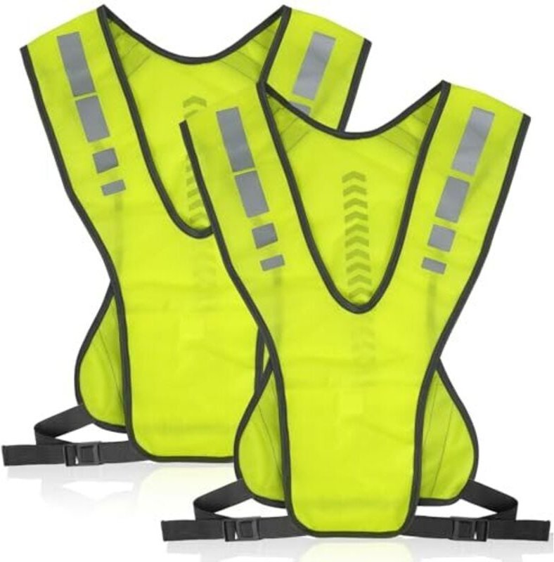 Reflektierende Sicherheitsweste, verstellbar, mit Tasche, hohe Sichtbarkeit zum Laufen, Radfahren und Joggen, atmungsakt...