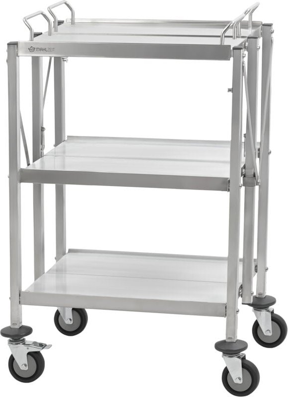 Mahlzeit faltbarer Servierwagen Edelstahl mit 3 Etagen, Küchenwagen klappbar, Beistelltisch grillen