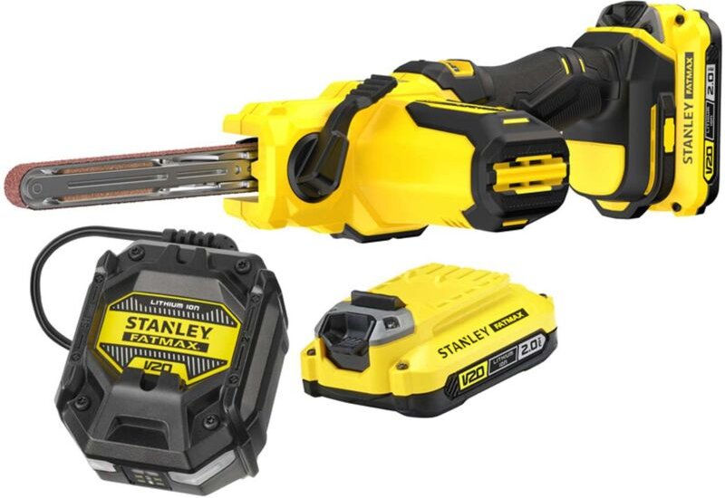 Stanley - Werkzeug - 18V Akku-Bandschleifer, 2x Akku 2,0 Ah, Ladegerät SFMCE210D2K-QW