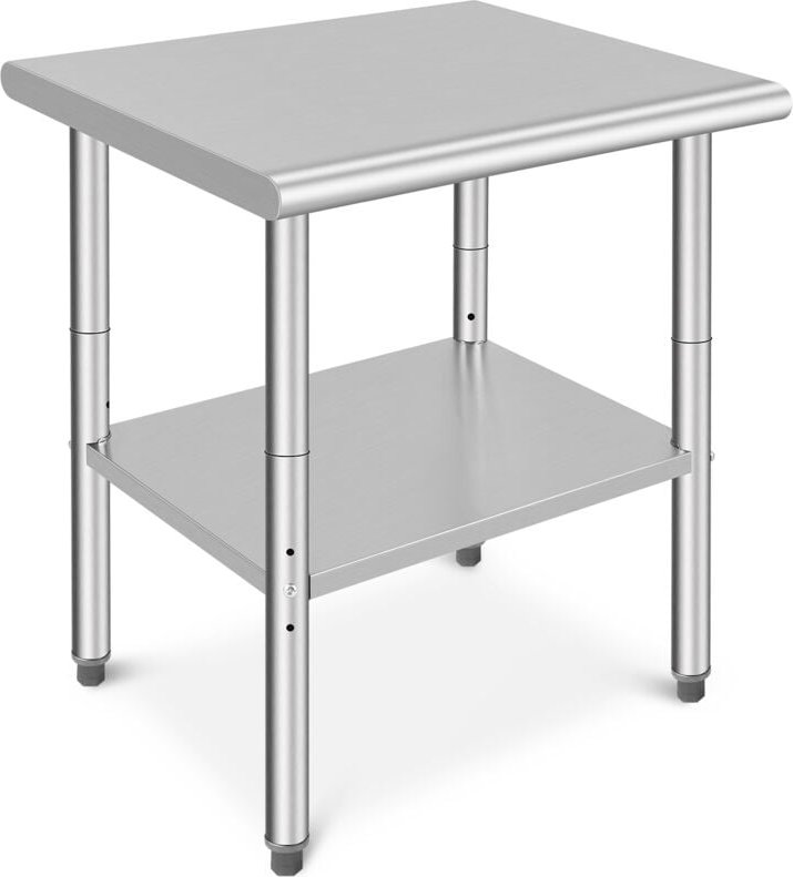 Lunsy - Edelstahl Küchenarbeitstisch 76x60x88 cm, 2-stufige Küchenarbeitsplatte, Edelstahl-Arbeitstisch für die Essenszu...